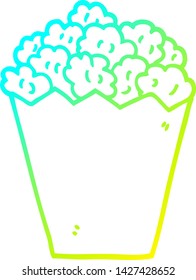 cold gradient line drawing of a cartoon popcorn