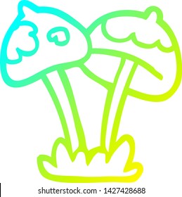 cold gradient line drawing of a cartoon mushroom