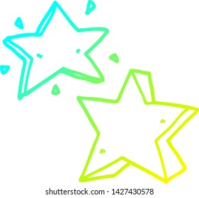 cold gradient line drawing of a cartoon star