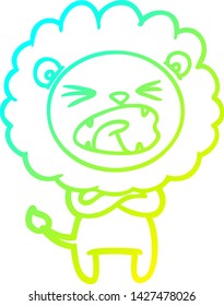 dibujo de una línea de degradado frío de un león enojado