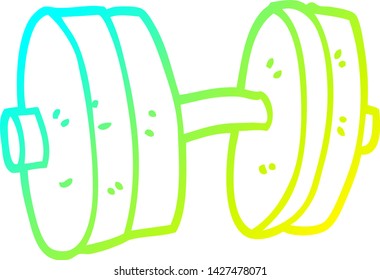 dibujo de línea de degradado frío de un peso de dibujos animados