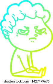 dibujo de una línea de degradado frío de un hombre enojado