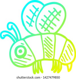 dibujo de línea de gradiente frío de una abeja ansiosa de dibujos animados