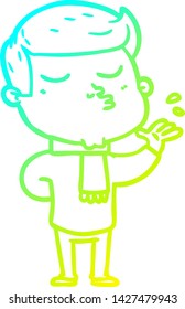 dibujo de línea de gradiente frío de un tipo de modelo de dibujos animados puliendo