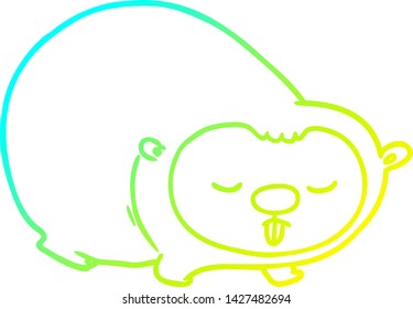 dibujo de línea de gradiente frío de un wombat de caricatura