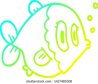 dibujo de línea de degradado frío de un pez caricatura