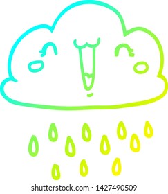 cold gradient line drawing of a cartoon storm cloud