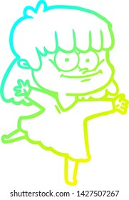 dibujo de una mujer sonriente con gradiente frío