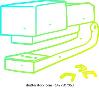 cold gradient line drawing of a cartoon office stapler
