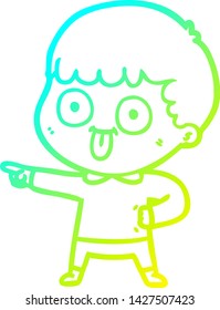 cold gradient line drawing of a cartoon man staring