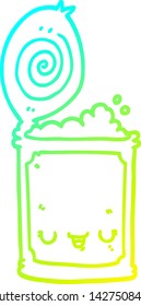 cold gradient line drawing of a cartoon canned food