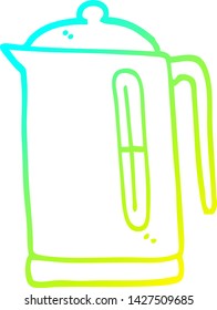cold gradient line drawing of a cartoon kettle