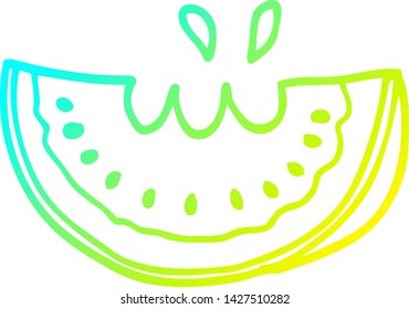 kalte Farbverlauf-Linie Zeichnung einer Cartoon Wassermelone