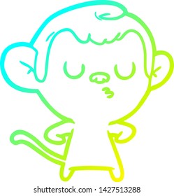 cold gradient line drawing of a cartoon monkey