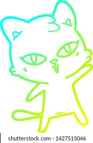 kalte Farbverlauf-Linienzeichnung einer Cartoon Katze