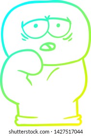 cold gradient line drawing of a cartoon boxing glove