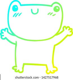 cold gradient line drawing of a cartoon frog