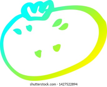 cold gradient line drawing of a cartoon citrus orange