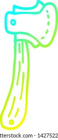 dibujo de línea de gradiente frío de una caricatura de hacha larga