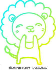 dibujo de línea de gradiente frío de un león de dibujos animados
