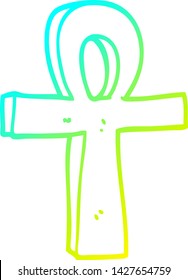 cold gradient line drawing of a cartoon ankh symbol