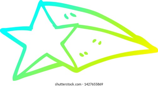 dibujo de línea de gradiente frío de una estrella de disparo de dibujos animados