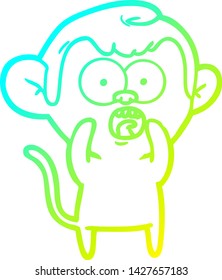 dibujo en línea de gradiente frío de una caricatura de un mono impactado