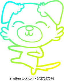 cold gradient line drawing of a cartoon dog kicking