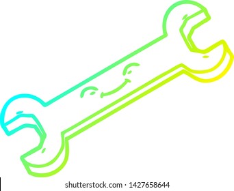 cold gradient line drawing of a cartoon spanner