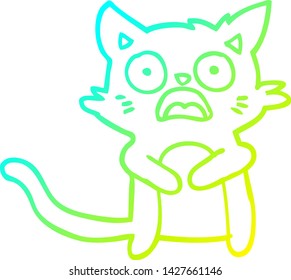 cold gradient line drawing of a cartoon horrified cat