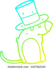 kalte Farbverlauf-Linienzeichnung einer Cartoon-Ratte mit Weihnachtsmütze