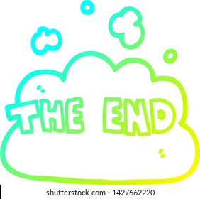 cold gradient line drawing of a cartoon the end font