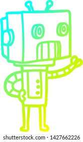 dibujo de línea de degradado frío de un robot de dibujos animados