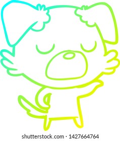 cold gradient line drawing of a cartoon dog