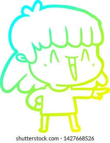 dibujo de línea de gradiente frío de una mujer caricaturista