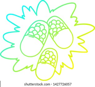 cold gradient line drawing of a cartoon powerful pills