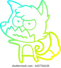 cold gradient line drawing of a cartoon annoyed fox