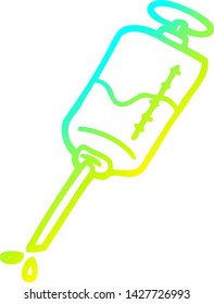 cold gradient line drawing of a cartoon injection