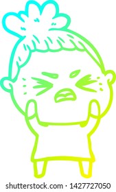 dibujo de una mujer enojada con gradiente frío
