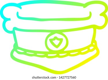 dibujo de una línea de degradado frío de un sombrero de jefe de fuego de caricatura