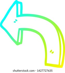 dibujo de línea de degradado frío de una flecha de dirección de dibujos animados