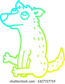 cold gradient line drawing of a cartoon dog sitting