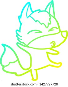 cold gradient line drawing of a cartoon wolf pouting
