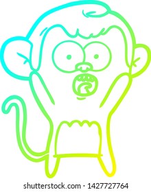 kalte Farbverlauf-Linienzeichnung eines Cartoon-schockierten Affen