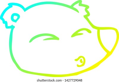cold gradient line drawing of a cartoon bear face