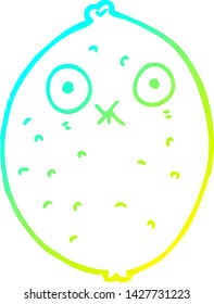 cold gradient line drawing of a cartoon bitter lemon