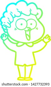dibujo de una línea de degradado frío de un hombre feliz de caricatura