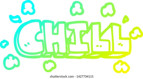 dibujo de línea de degradado frío de un símbolo chill de caricatura