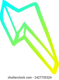cold gradient line drawing of a cartoon decorative lightning bolt