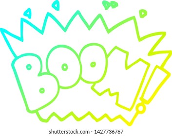 dibujo de línea de degradado frío de un boom de palabras de dibujos animados